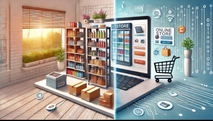Hybrid business model combining online and physical stores