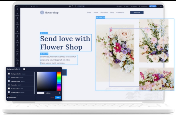 Drag and drop website builder visual editor