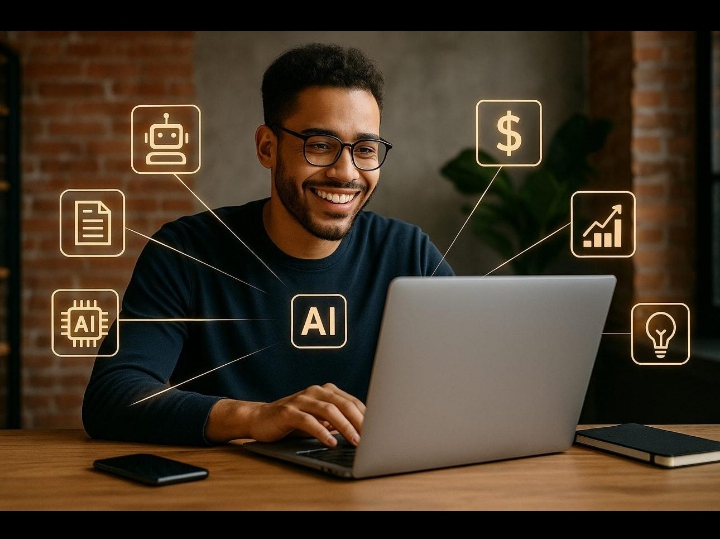AI tools helping an online business with content and productivity