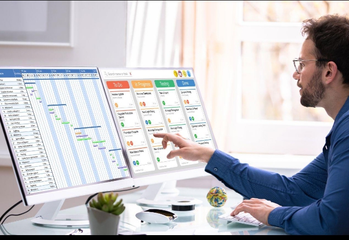 Kanban board used for project planning and task management